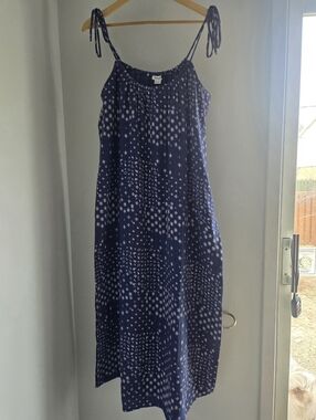 New SPLENDID Blue Maxi Cotton Dress with White and Light Purple Paisley Print